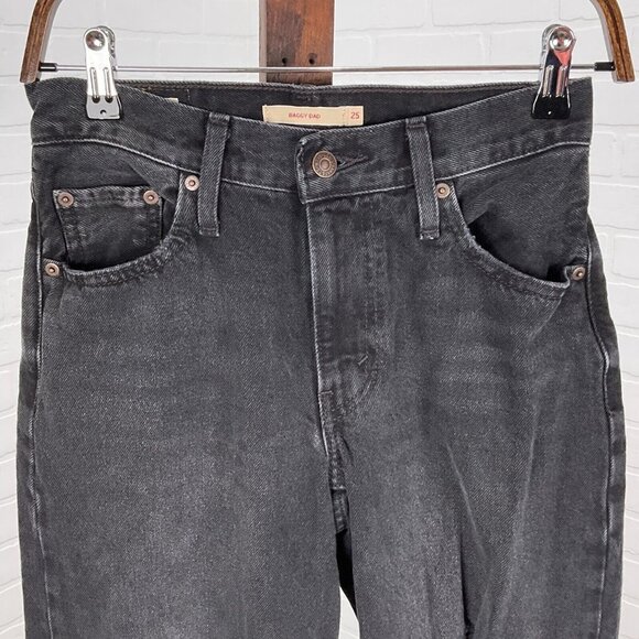 Levis‎ Jeans Women 25Wx30L ACT 26x28 Black Baggy Dad PC9-A3494-0018 Distressed - Picture 2 of 15